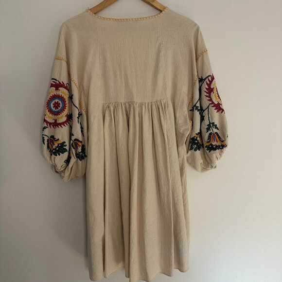 Zara Romy Tunic Mini Dress Embroidered Floral Linen Blend Boho - XS - Picture 10 of 10